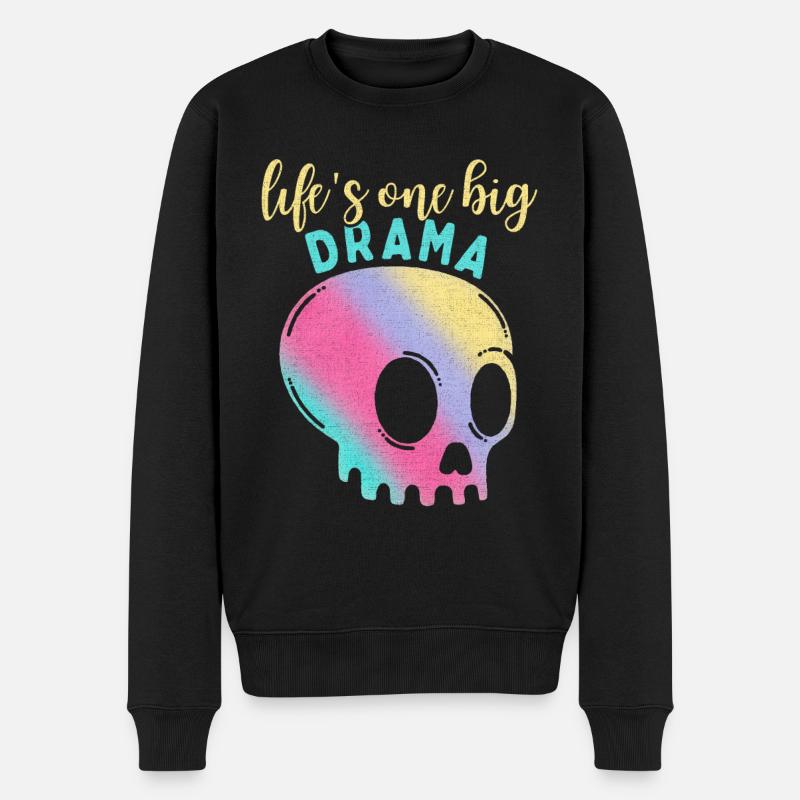 Lustiger Spruch Regenbogen Totenkopf im Comic Stil - Männer Premium Bio Pullover - Schwarz