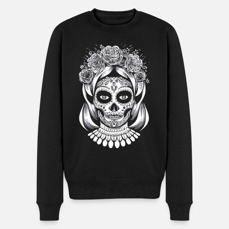Eleganz des Tages der Toten - La Calavera Catrina - Männer Premium Bio Pullover - Schwarz