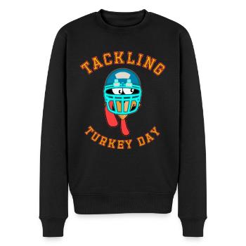 Tackling Turkey Day American Football Thanksgiving - Men's Premium Organic Jumper - black - Front - Nico (187cm)