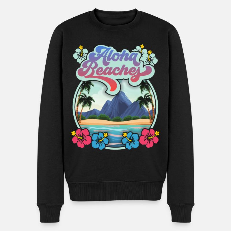Aloha-Beaches, Hawaii-Aloha, Hibiskus Spruch - Männer Premium Bio Pullover - Schwarz