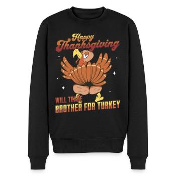 Joyeux Thanksgiving - Échangera son frère contre la Turquie - Pull Premium bio Homme - noir - Devant - Nico (187cm)