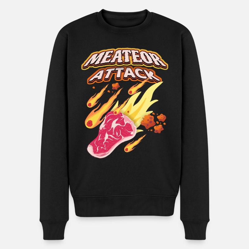 Steak, Fleisch, lustiger Spruch - Männer Premium Bio Pullover - Schwarz