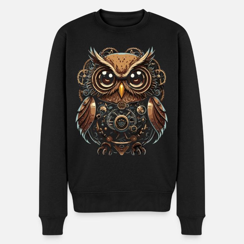 Hibou steampunk intriguant : design unique - Pull Premium bio Homme - noir