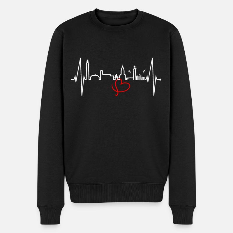 Sylt Skyline Nordsee Herzschlag Nordfriesen Sylter - Männer Premium Bio Pullover - Schwarz