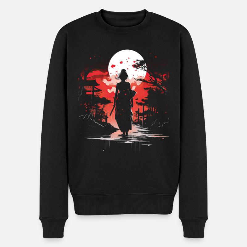 Geisha Kimono Samouraï Tokyo oeuvre - Pull Premium bio Homme - noir