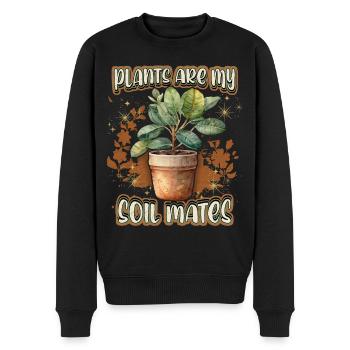 Pot de fleur avec hévéa, drôle de plantes disant - Pull Premium bio Homme - noir - Devant - Nico (187cm)