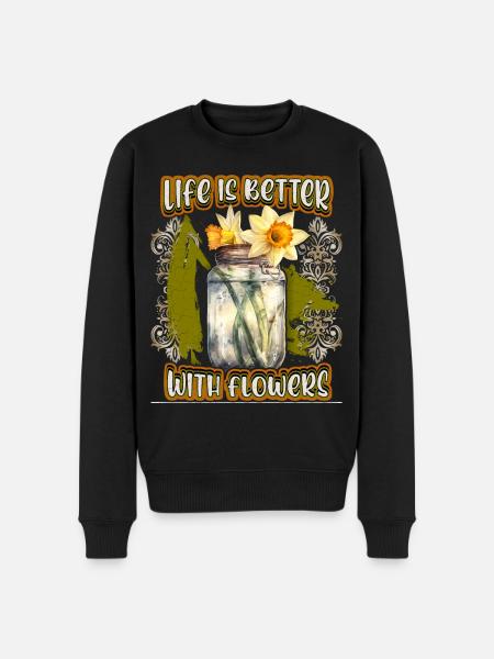 Påskelilje, påskelilje, vintage botanisk blomst - Økologisk premium-sweatshirt til mænd - sort