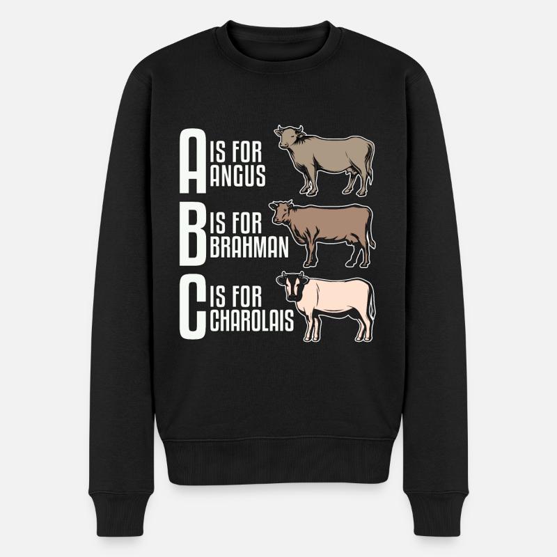 Livestock Breeder A Is For Angus B Is For Breeder - Männer Premium Bio Pullover - Schwarz