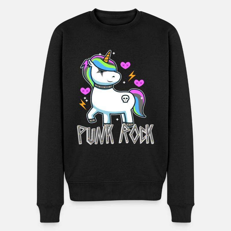 Punk Rock Unicorn - Männer Premium Bio Pullover - Schwarz