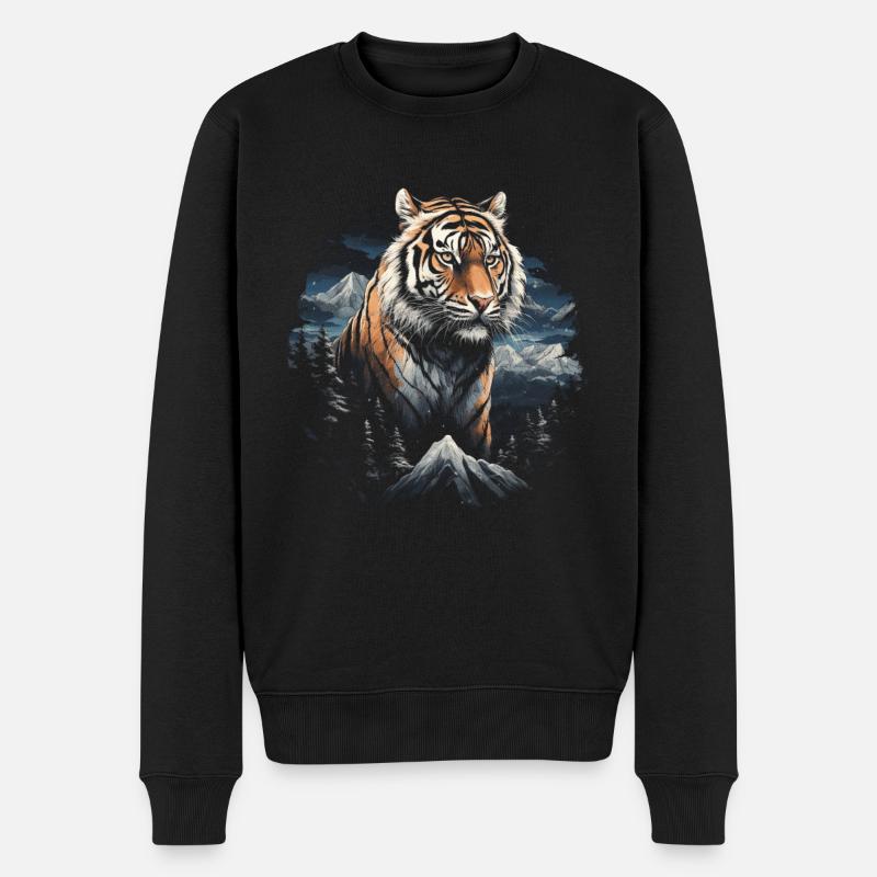 Tiger Natur Tiere - Männer Premium Bio Pullover - Schwarz