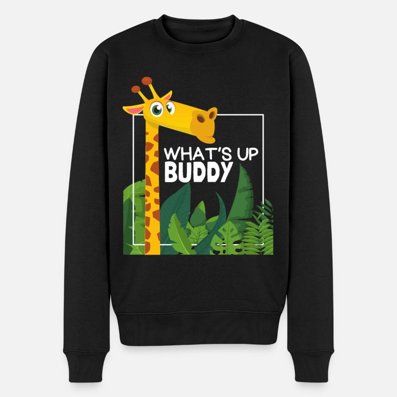 Lustige Giraffe, Comic Stil, Spruch - Männer Premium Bio Pullover - Schwarz