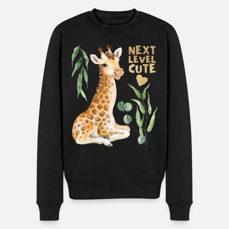 Comic Giraffe, lustiger Spruch - Männer Premium Bio Pullover - Schwarz
