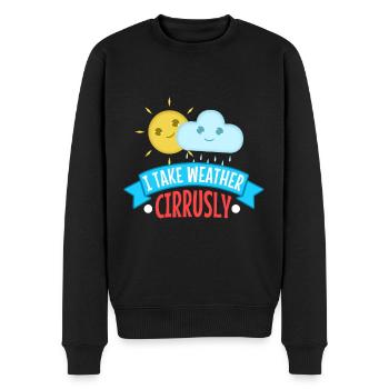 I Take Weather Cirrusly - Men's Premium Organic Jumper - black - Front - Nico (187cm)