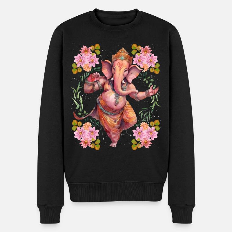 Hinduistischer Gott Ganesha, Ganesh Illustration - Männer Premium Bio Pullover - Schwarz