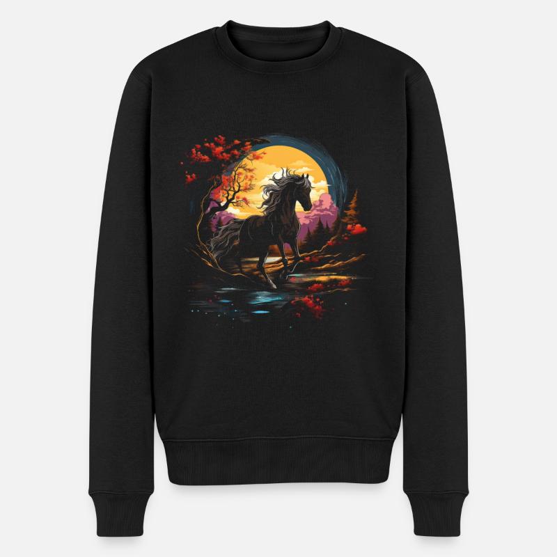Cheval, Nature, Wilderness - Pull Premium bio Homme - noir