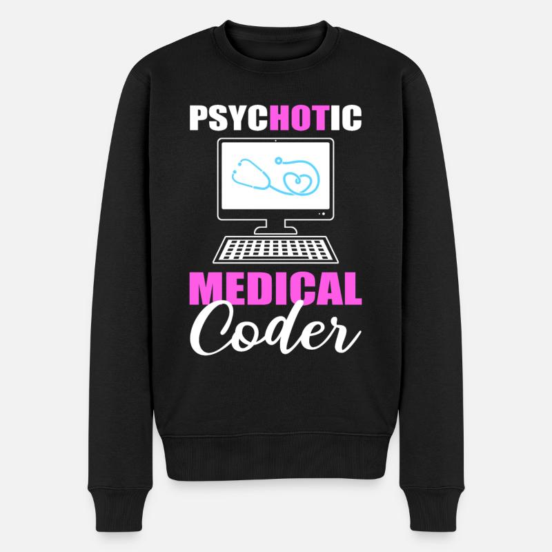 Codeur médical psychotique Codage médical - Pull Premium bio Homme - noir