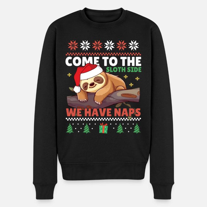 Come to the Sloth Side - Faultier Ugly Christmas - Männer Premium Bio Pullover - Schwarz