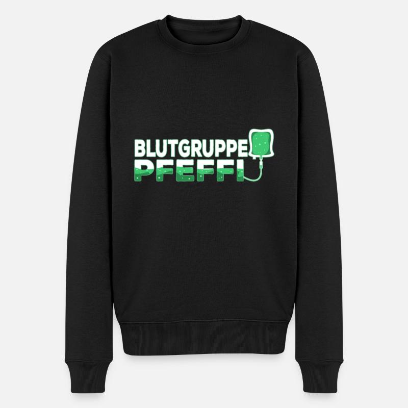 Blutgruppe Pfeffi - Männer Premium Bio Pullover - Schwarz