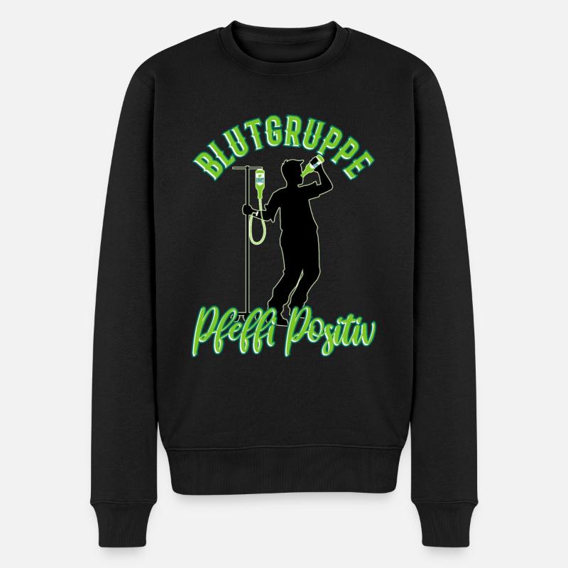 Blutgruppe Pfeffi Positiv - Männer Premium Bio Pullover - Schwarz