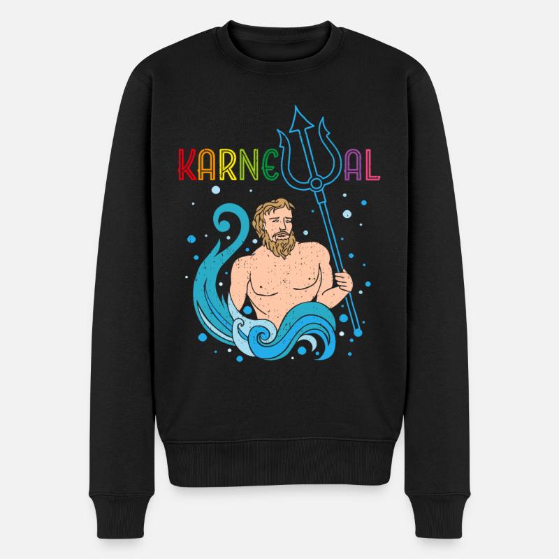 Karneval Fasching Konfetti Poseidon Fastelovend - Männer Premium Bio Pullover - Schwarz