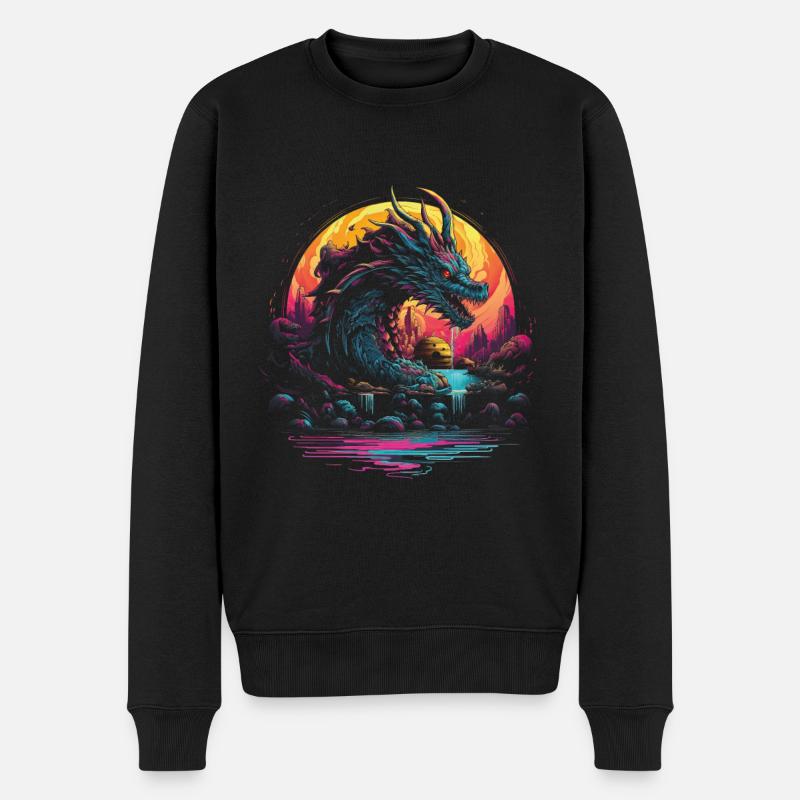 Drache Rollenspiel Spiel Drachen - Männer Premium Bio Pullover - Schwarz