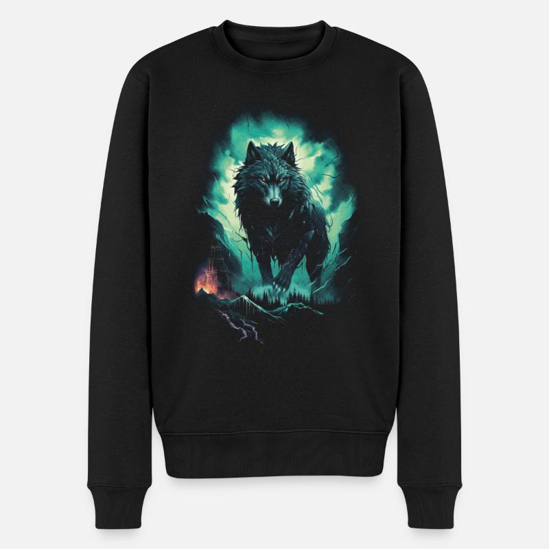 Werwolf Wolf Mythologie Rollenspiele Tier - Männer Premium Bio Pullover - Schwarz