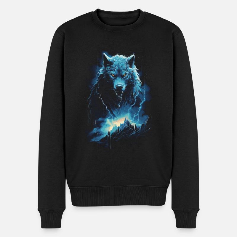 Werwolf Wolf Mythologie Rollenspiele Tier - Männer Premium Bio Pullover - Schwarz