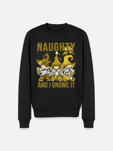 Naughty And I Gnome It - Men's Premium Organic Jumper - black