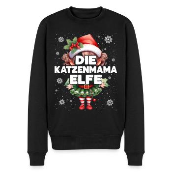Katzenmama Elfe Lustiger Elf Weihnachtsoutfit - Männer Premium Bio Pullover - Schwarz - Vorne - Nico (187cm)