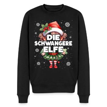 Schwangere Elfe Schwangerschaft Weihnachtsoutfit - Männer Premium Bio Pullover - Schwarz - Vorne - Nico (187cm)