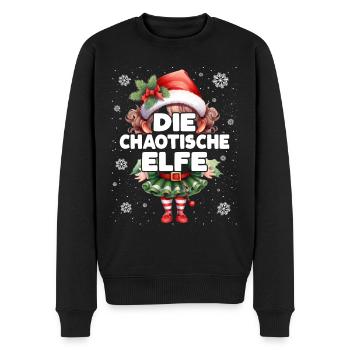 Chaotische Elfe Lustiger Elf Weihnachtsoutfit - Männer Premium Bio Pullover - Schwarz - Vorne - Nico (187cm)