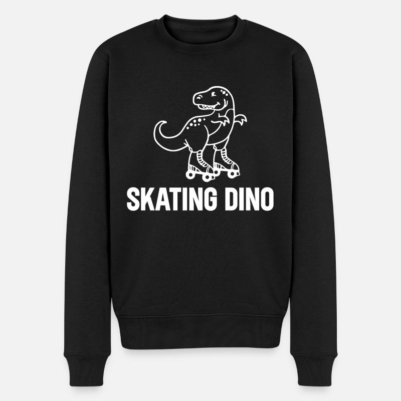 Roller Skater Dino Roller Skating Dinosaur - Männer Premium Bio Pullover - Schwarz