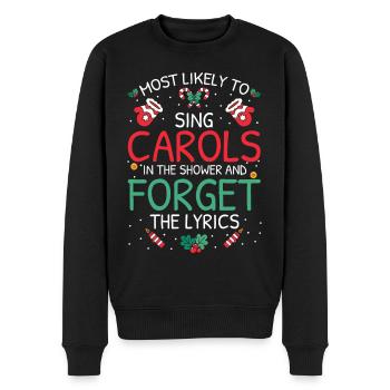 Am ehesten zu Weihnachten - Männer Premium Bio Pullover - Schwarz - Vorne - Nico (187cm)