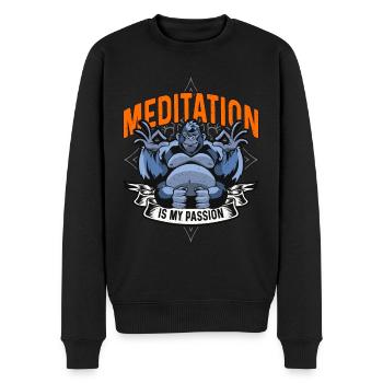 La méditation est ma passion Méditer amoureux des gorilles - Pull Premium bio Homme - noir - Devant - Nico (187cm)