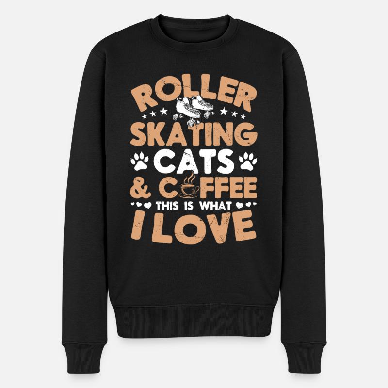 Cat Lover - Roller Skates Roller Skating Roller Sk - Männer Premium Bio Pullover - Schwarz