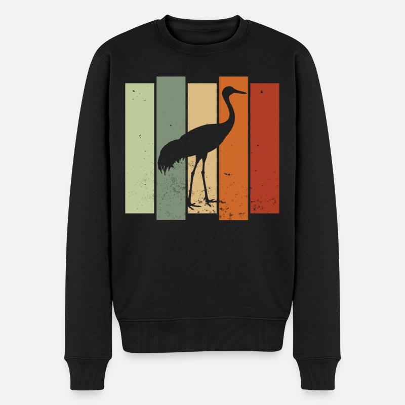 Sandhill Crane Retro Vogelbeobachtung Vogelbeobachter - Männer Premium Bio Pullover - Schwarz
