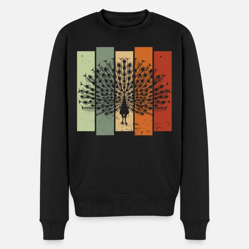 Paon rétro Birdwatching Bird Watcher - Pull Premium bio Homme - noir