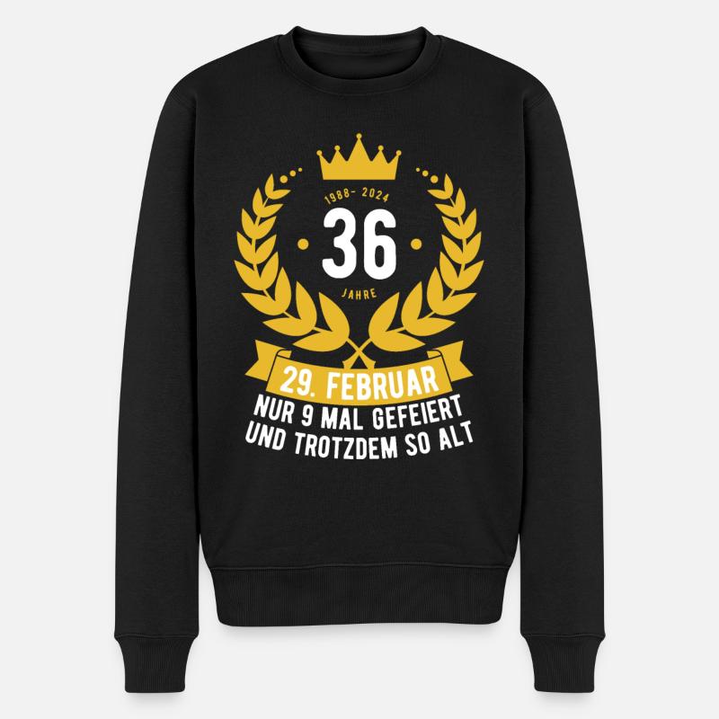 Schaltjahr 36 Jahre - Männer Premium Bio Pullover - Schwarz