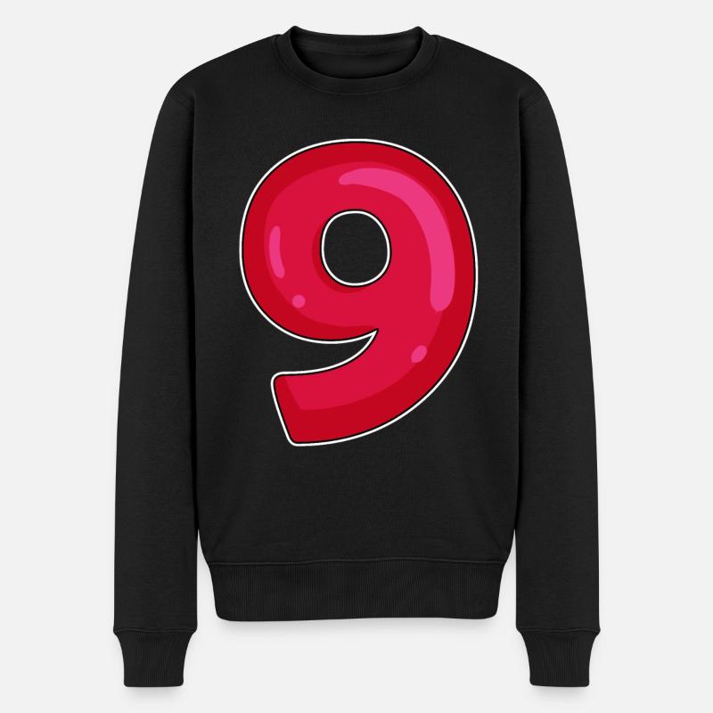NINE - 9 - Digit red - Men's Premium Organic Jumper - black