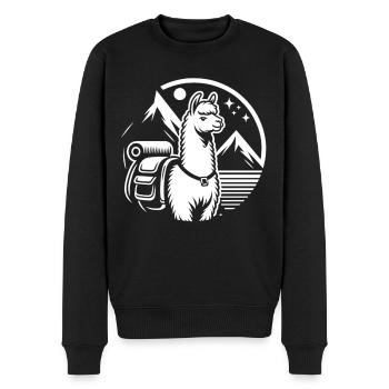 Einfaches Wanderlama: Berge im Blick - Männer Premium Bio Pullover - Schwarz - Vorne - Nico (187cm)