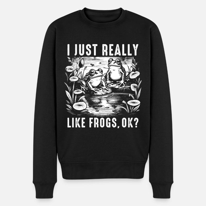 J’aime vraiment les grenouilles ok - Pull Premium bio Homme - noir