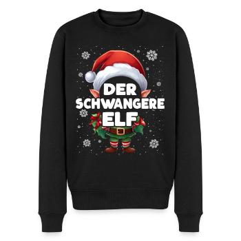 Schwangere Elf Elfen Weihnachtsoutfit - Männer Premium Bio Pullover - Schwarz - Vorne - Nico (187cm)