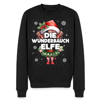 Wunderbauch Elfe Schwangere Elf Weihnachtsoutfit - Männer Premium Bio Pullover - Schwarz - Vorne - Nico (187cm)