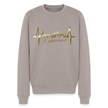 Copenhague Skyline Heartbeat Danemark Amour Hygge - Pull Premium bio Homme - taupe - Devant - Nico (187cm)