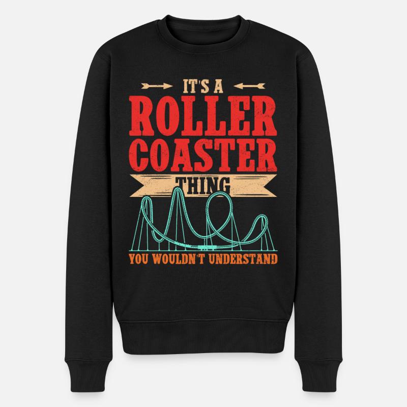 Achterbahn Rollercoaster Roller Coaster Geschenk - Männer Premium Bio Pullover - Schwarz