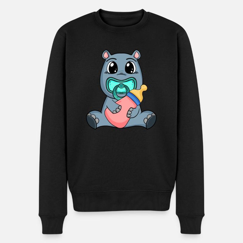 Motif de bébé hippopotame - Pull Premium bio Homme - noir