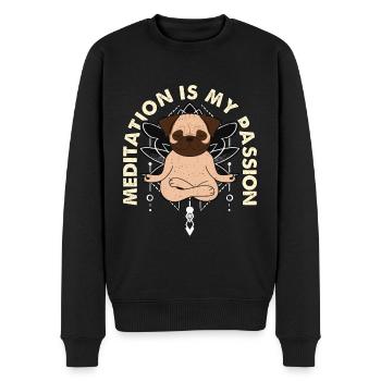 La méditation est ma passion Aime méditer Amoureux du carlin - Pull Premium bio Homme - noir - Devant - Nico (187cm)