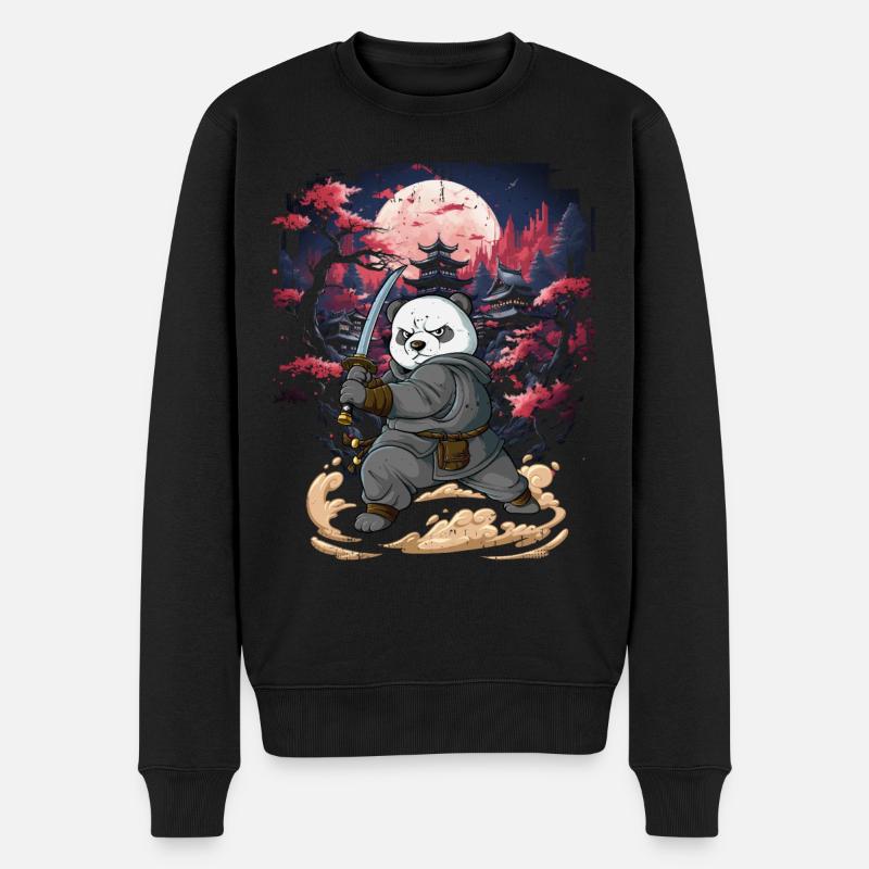 Panda samouraï - Pull Premium bio Homme - noir