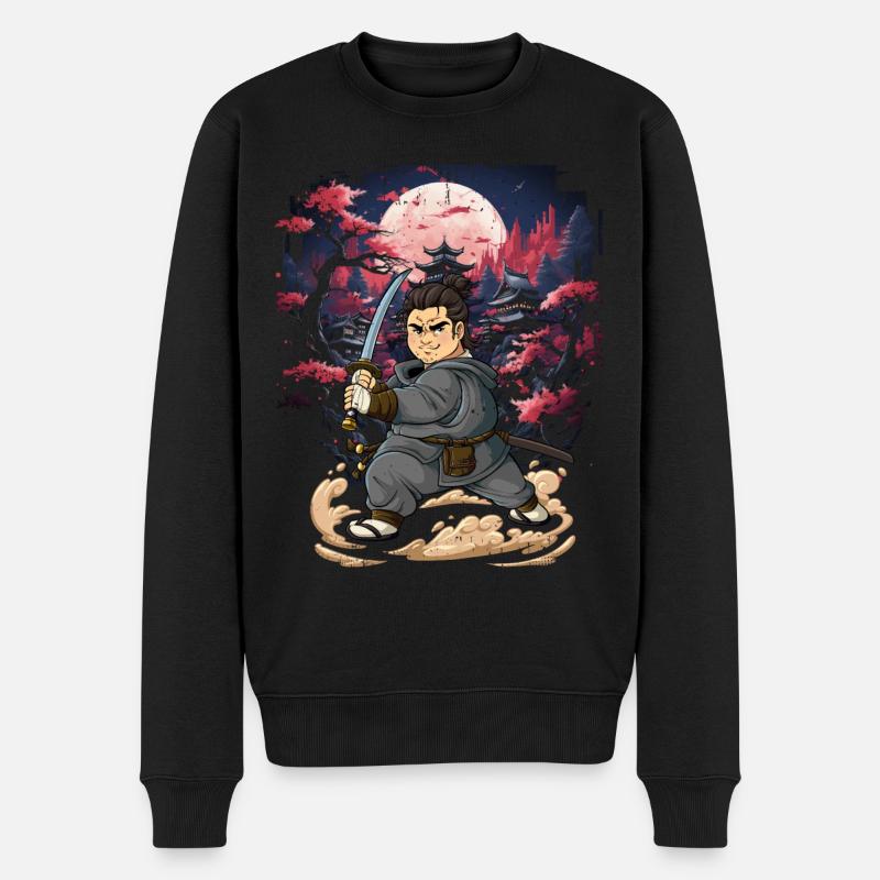 Samurai Männer - Männer Premium Bio Pullover - Schwarz