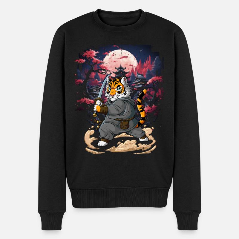 Samurai Tiger - Männer Premium Bio Pullover - Schwarz
